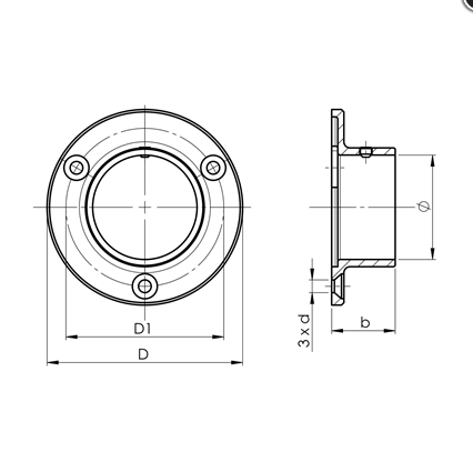 Zábradlí nerez - koncovka madla Ø42,4 mm na stěnu I
